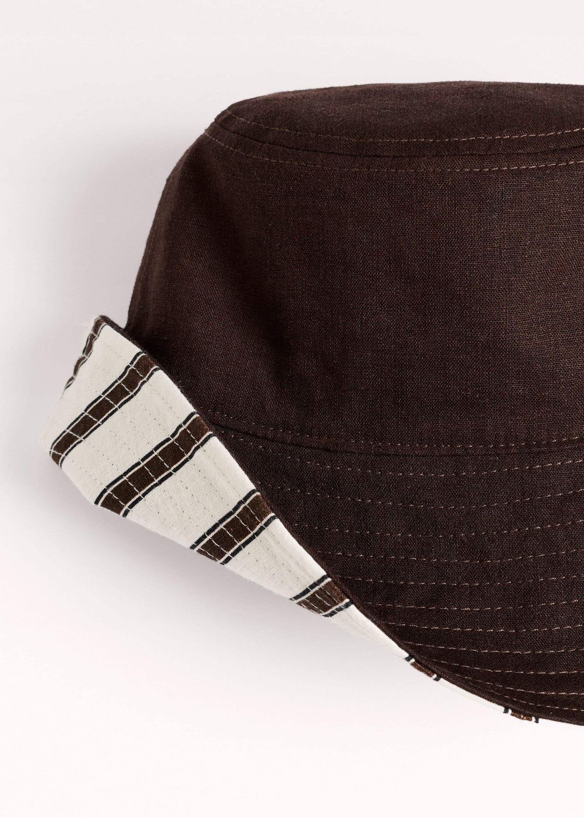 Brown Striped Reversible Bucket Hat | ME+EM